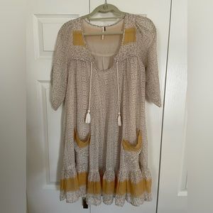 Free People Baby Doll Mini Dress Neutral Size Small